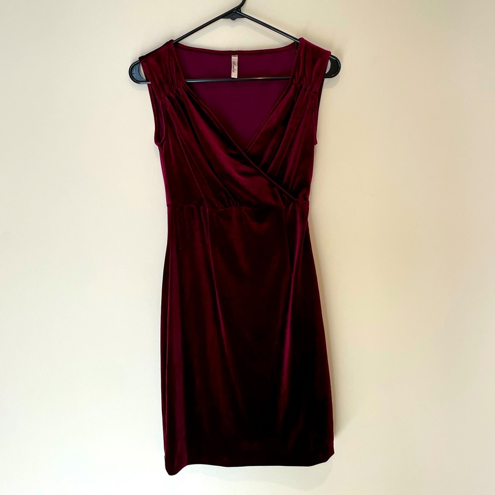 NWOT Amelia Maroon Velvet Vintage Inspired Sheath Dress